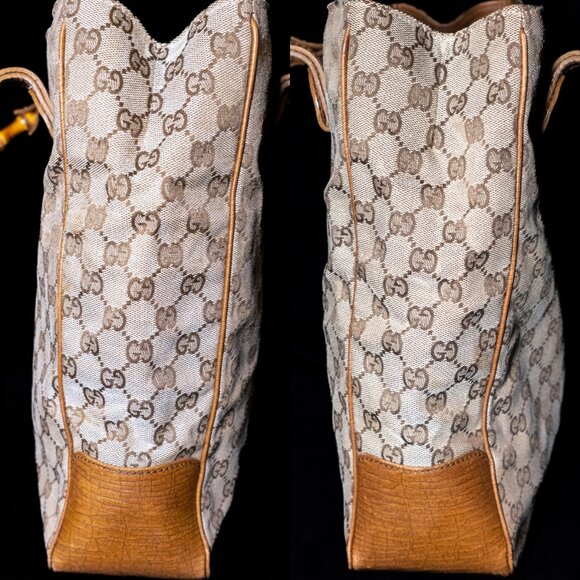 GUCCI GG Canvas Bamboo Tote Medium Large Vintage - Picture 6 of 16